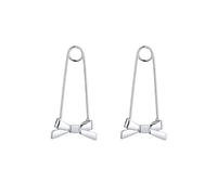 JZWCHQ 925 Sterling Silver Bowknot Drop Earring, Silver Bow Dangle Earrings, Fashion Ear Cuff Dangling Earrings, Jewelry for Women Girls Birthday Gift