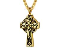 JZWCHQ 925 Sterling Silver Celtic Cross Necklace for Funeral Cremation Men Women Keepsake Celtic Cross Pendant - Celtic Cross Necklace for Men Irish