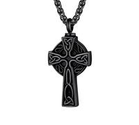 JZWCHQ 925 Sterling Silver Celtic Cross Necklace for Funeral Cremation Men Women Keepsake Celtic Cross Pendant - Celtic Cross Necklace for Men Irish
