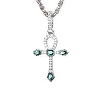 JZWCHQ 925 Sterling Silver Cross Pendant For Men Women 18K Gold Plated Small Cross Necklace Bling Created Emerald Pendant Necklace CZ Diamond Cross Jewelry 18/20/ 24/30 Inch Length Birthday Gift
