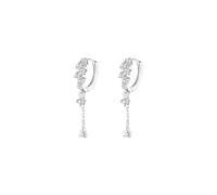JZWCHQ 925 Sterling Silver Crystal Circle Drop Earring, Cubic Zirconia Chain Tassel Dangle Earrings, Dainty Huggie Hoop Dangling Earrings for Women