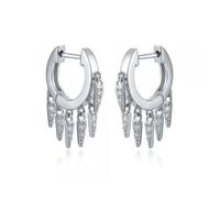 JZWCHQ 925 Sterling Silver Crystal Teardrop Drop Earring, Cubic Zirconia Tassel Dangle Earrings, Fashion Huggie Hoop Dangling Earrings for Women Gift