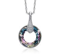 JZWCHQ 925 Sterling Silver Decorated With Crystal Necklaces Woman Party Fashion Lucky Wheel Pendant Fine Jewelry Purple