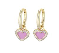 JZWCHQ 925 Sterling Silver Earrings, Pink Heart Drop Earrings for Women, Sparkling Zirconia Dangly Earrings, Gold Huggies Drop Earrings, Jewelry Gift for Valentine'S Day