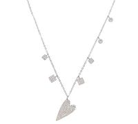 JZWCHQ 925 Sterling Silver Heart Clear Pendant Necklaces Geometric Charm Drop Chokers For Women Fashion Jewelry Valentines Gifts