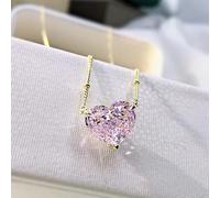JZWCHQ 925 sterling silver heart shape pink yellow 5a pendant necklace for women wedding jewelry s