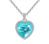 JZWCHQ 925 Sterling Silver Heart-Shaped 12 * 12mm Tourmaline Diamond Wedding Engagement Pendant Necklace for Women