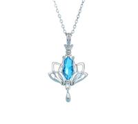 JZWCHQ 925 sterling silver Lotus necklace Pendant with Blue AAA Cubic Zirconia flower Jewelry with box Women Jewelry