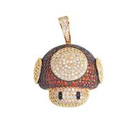 JZWCHQ 925 Sterling Silver Mushroom Necklace For Women And Men, Mushroom Head Shape Pendant Bling Cubic Zirconia Men's Hip Hop Rock Jewelry Necklace, Mushroom Choker