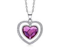 JZWCHQ 925 Sterling Silver Necklace Decorated With Crystals Women Pendants Luxury Heart Jewelry Romantic Gift