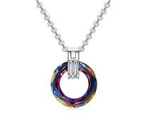 JZWCHQ 925 Sterling Silver Necklace Embellished With Crystals From Colorful Circle Fine Jewelry Pendant Necklace Women