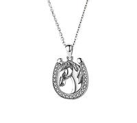 JZWCHQ 925 Sterling Silver Pendant Horse Necklace with Pure Equestrian Jewelry Series