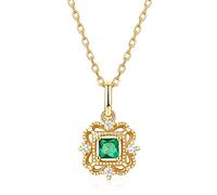 JZWCHQ 925 Sterling Silver Pendants Necklace For Women Green Zircon Gemstone Fine Jewelry Engagement Wedding Gift