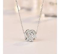 JZWCHQ 925 Sterling Silver Round Woven Hollow Ball Zircon Pendants Necklaces Women Jewelry Gift Rhinestone Chain