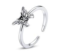 JZWCHQ 925 Sterling Silver Swallowtail Butterfly Ring Frog Dragonfly Ring Rose Ring for Women Open Ring Jewelry Wedding Gift