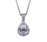 JZWCHQ 925 Sterling Silver Water Drop Pink Spinel Topaz Gemstone Pendant Necklace for Women Jewelry Wedding Gift