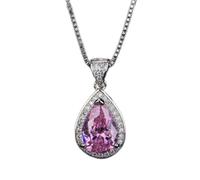 JZWCHQ 925 Sterling Silver Water Drop Pink Spinel Topaz Gemstone Pendant Necklace for Women Jewelry Wedding Gift