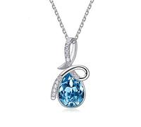 JZWCHQ 925 Sterling Silver Water Droplets Necklace Decorated With Crystal Fine Pendant Jewelry Women Gifts