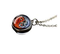 JZWCHQ 925 Sterling Silver Yin Yang Necklace for Men and Women, Simple Yin Yang Tai Chi Necklace Double Sided Glass Ball Necklace, Yin and Yang Necklaces, Yin Yang Necklace for Men, Yin