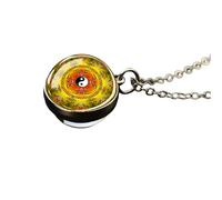 JZWCHQ 925 Sterling Silver Yin Yang Necklace for Men and Women, Simple Yin Yang Tai Chi Necklace Double Sided Glass Ball Necklace, Yin and Yang Necklaces, Yin Yang Necklace for Men, Yin