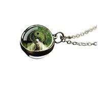 JZWCHQ 925 Sterling Silver Yin Yang Necklace for Men and Women, Simple Yin Yang Tai Chi Necklace Double Sided Glass Ball Necklace, Yin and Yang Necklaces, Yin Yang Necklace for Men, Yin