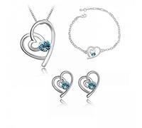 JZWCHQ 925 woman birthday gift wedding set fine jewelry. blue hollow pendant necklace earrings bracelet gift