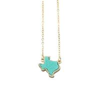 JZWCHQ Accessorie Western Cowgirl Texas Druzy Necklace For Women, Geometric Heart Shape Stone - Resin Jewelry Necklace, Light Blue Valentine Holiday