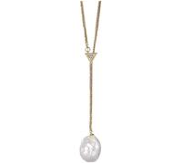 JZWCHQ Accessories Vintage S925 Necklace for Women Gold Plated Baroque Pearl Geometric Triangle Handmade Classical Jewelry Women's Pendant Necklaces Charm Gift National Old Craft