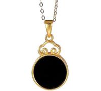 JZWCHQ Accessories Vintage S925 Necklace for Women Gold Plated Black Jade Hollow Ruyi Lock Handmade Classical Jewelry Women's Pendant Necklaces Charm Gift National Old Craft