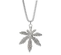 JZWCHQ Ancient Silver 3mm Real Leather Cord Pot Weed Leaf Charm 13" Choker Necklace Collares Gothic Women Girl Jewelry