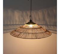 JZWCHQ Art Lamp Shade Chaner, Handmade Rattan Pendant Lantern Single Head Droplight E27 Tea House