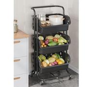 JZWCHQ Bathroom Shelves Kitchen Storage Cabinets Kitchen Rack Movable Trolley Floor Multi-layer Vegetable Basket Storage Home Storage Shelf Kitchen Shelves (Color : Giallo, Size : L)