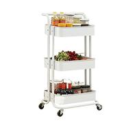 JZWCHQ Bathroom Shelves Kitchen Storage Cabinets Kitchen Storage Racks Parlor Bathroom Office Shelf Gadget Stainless Steel Holder Trolleys Food Clothes Sundry Organizer 3-Layer Kitchen Shelves (Color