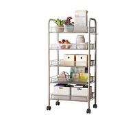 JZWCHQ Bathroom Shelves Kitchen Storage Cabinets Removable Wheeled Kitchen Trolley Rack Floor-to-ceiling Multi-layer Vegetable And Fruit Storage Rack Storage Rack Shelf Kitchen Shelves (Color : A-4