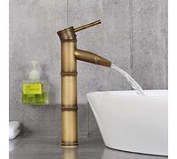 JZWCHQ Bathroom Taps Tall Antique Basin Taps for Bathroom Brass Above Counter Basin Bathroom Faucet Hot and Cold Water Single Handle Basin Faucet-A