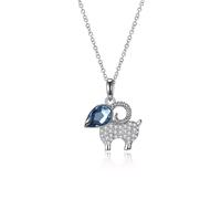 JZWCHQ Beautiful Women Necklaces Crystals From 925 Sterling Silver Sheep Lamb Crystal Pendant Necklaces Jewelry Nice Gift