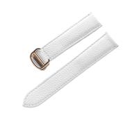 JZWCHQ Belt Leather Watch Strap Litchi Soft Leather Men's Belt Ladies' Strap Replacement Compatible with London Blue Watch Accessories(Grey Rose Buckle,14mm)