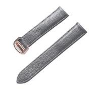 JZWCHQ Belt Leather Watch Strap Litchi Soft Leather Men's Belt Ladies' Strap Replacement Compatible with London Blue Watch Accessories(Grey Rose Buckle,14mm)