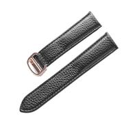 JZWCHQ Belt Leather Watch Strap Litchi Soft Leather Men's Belt Ladies' Strap Replacement Compatible with London Blue Watch Accessories(Grey Rose Buckle,14mm)