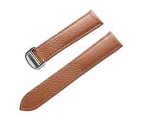 JZWCHQ Belt Leather Watch Strap Litchi Soft Leather Men's Belt Ladies' Strap Replacement Compatible with London Blue Watch Accessories(Grey Rose Buckle,14mm)