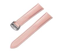 JZWCHQ Belt Leather Watch Strap Litchi Soft Leather Men's Belt Ladies' Strap Replacement Compatible with London Blue Watch Accessories(Grey Rose Buckle,14mm)