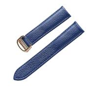 JZWCHQ Belt Leather Watch Strap Litchi Soft Leather Men's Belt Ladies' Strap Replacement Compatible with London Blue Watch Accessories(Grey Rose Buckle,14mm)