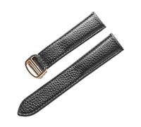 JZWCHQ Belt Leather Watch Strap Litchi Soft Leather Men's Belt Ladies' Strap Replacement Compatible with London Blue Watch Accessories(Grey Rose Buckle,14mm)