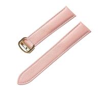 JZWCHQ Belt Leather Watch Strap Litchi Soft Leather Men's Belt Ladies' Strap Replacement Compatible with London Blue Watch Accessories(Grey Rose Buckle,14mm)
