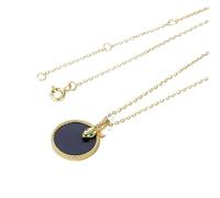 JZWCHQ Black Agate Pendant Necklace 925 Sterling Silver for Women Plated Gold 45CM Chain Gifts Jewelry