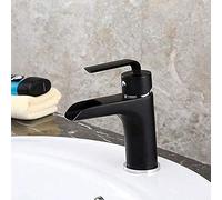 JZWCHQ Black Brass Bathroom Vessel Sink Faucet Square Waterfall Basin Faucets for Countertop Deck Mount Modern Lavatory Wash Mixer Taps