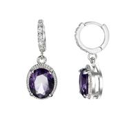 JZWCHQ Bling Purple oval Cubic Zirconia Drop Earrings for Women, 925 Sterling Silver Earrings, Hypoallergenic Hoop Earrings, Jewellery for Girls