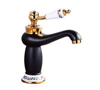 JZWCHQ Blue and White Porcelain Faucet Antique Hot and Cold Water Mixer Double Open Basin Faucet Bathroom Sink Faucet Kitchen Faucet Full Copper Ceramic Single Handle,to Fake Something An