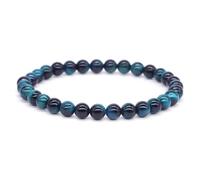 JZWCHQ Blue Bracelets Women Men Natural Stone Round Bead Handmade Elastic Bangles Couple Casual 1pc