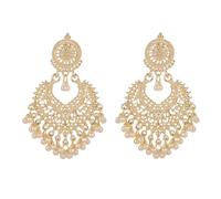 JZWCHQ Boho Ball Tassel Statement Dangle Earrings for Women Girls Vintage Flower Heart Shaped Beaded Chandelier Drop Dangling Earring Indian Bollywood Jewelry Gifts for Jhumka Festival Holiday